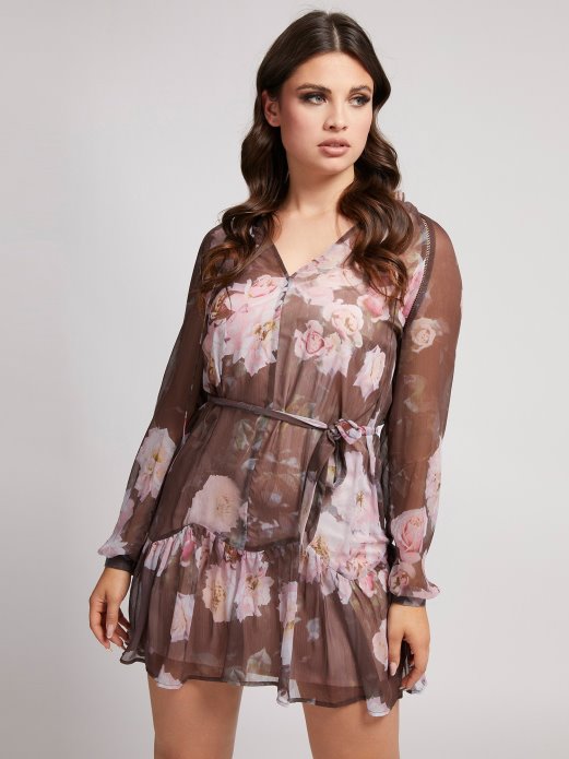 Crna Guess Naborana Haljina S Printom Za Kupovinu