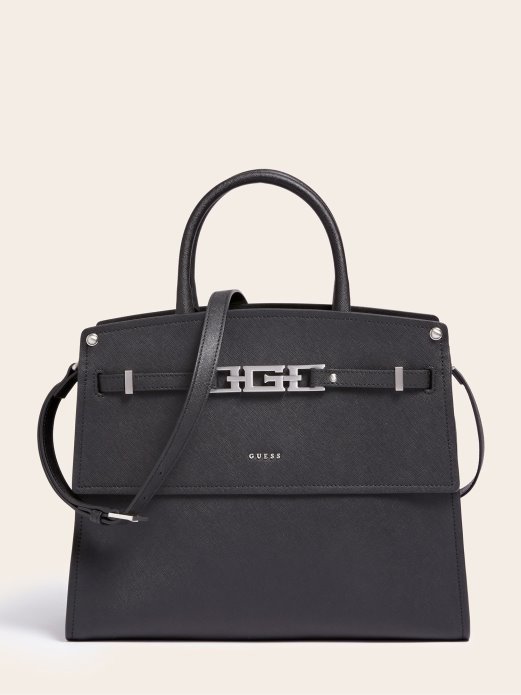 Crna Guess Shopping Cristina Torbica Od Prave Kože