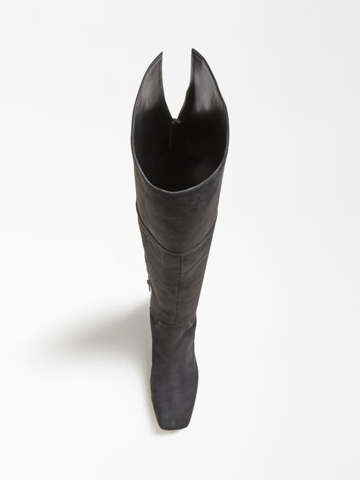 Crna Guess Shopping Finnola čizma Od Prave Kože