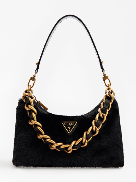 Crna Guess Shopping Morada Torba Za Rame Od Umjetnog Krzna
