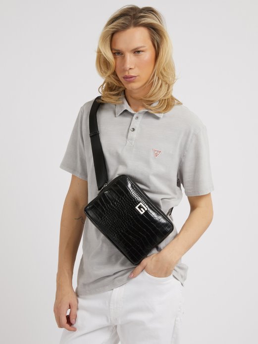 Crna Torba Za Preko Ramena Guess Shopping Calabria Croc Print