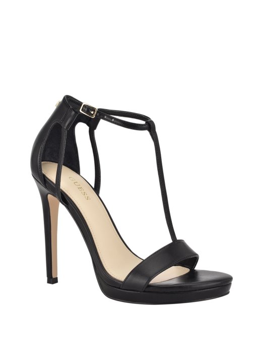 Crne Guess Shopping Tecru Cipele S T-strap štiklama