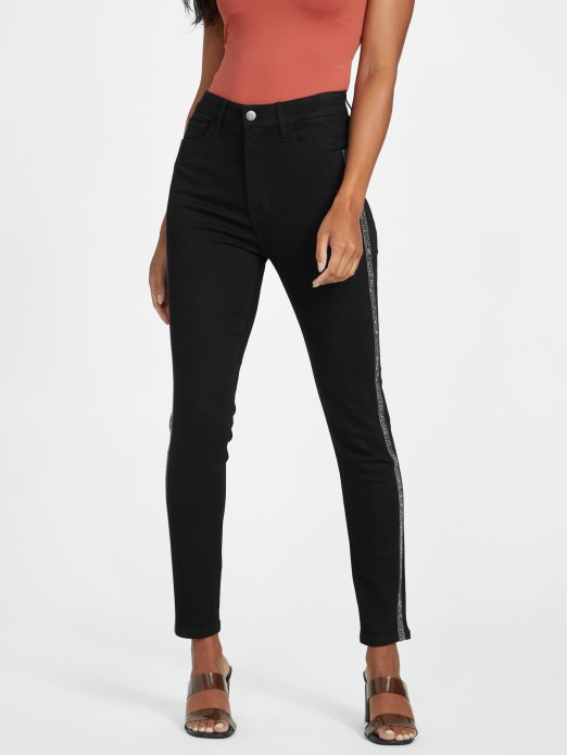 Crne Pianna Kristalno Obrubljene Uske Traperice Guess Shopping