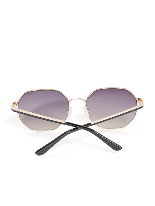 Crne Zaobljene Geometrijske Metalne Sunčane Naočale Guess Shopping