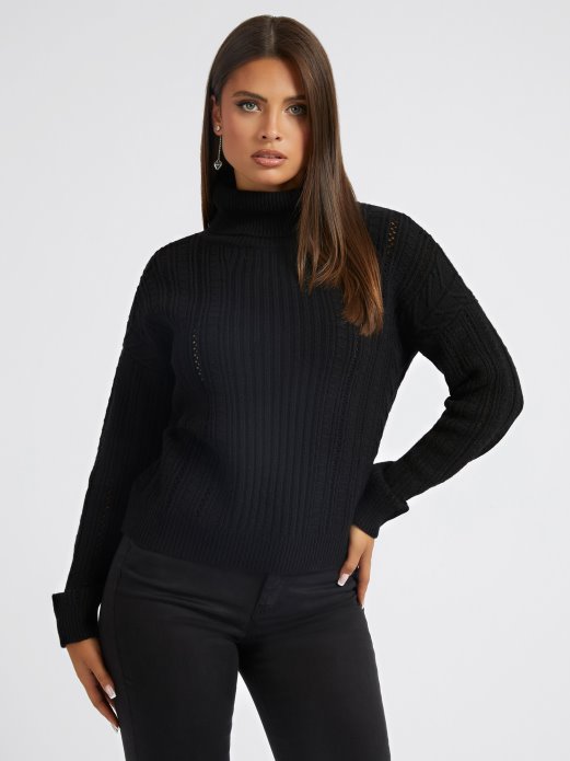 Crni Guess Pulover Od Mješavine Vune