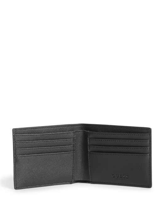 Crni Guess Shopping Bifold Logo Prugasti Novčanik