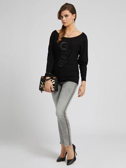 Crni Guess Shopping Opušteni Pulover