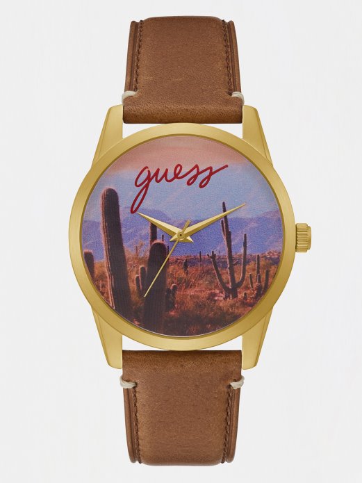 Crni Kožni Analogni Sat Guess Shopping