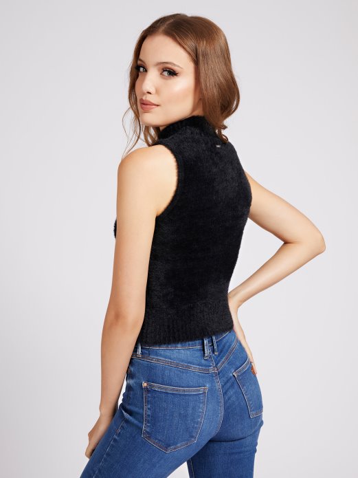 Crni Pulover Bez Rukava S Ovratnikom Guess Shopping