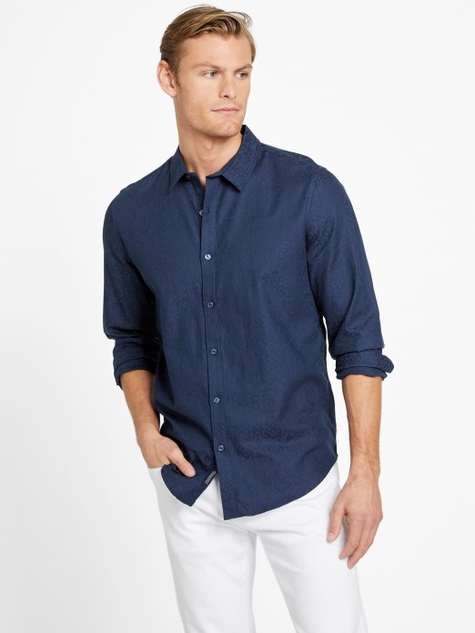 Crnjena Plava Košulja Od Jacquard Busio Guess Shopping