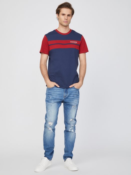 Crno Plava Guess Shopping Thom Majica S Logotipom U Boji