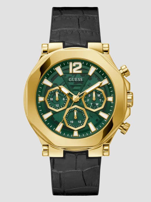 Crno-zlatni Ton I Crni Višenamjenski Sat Krokodila Guess Shopping