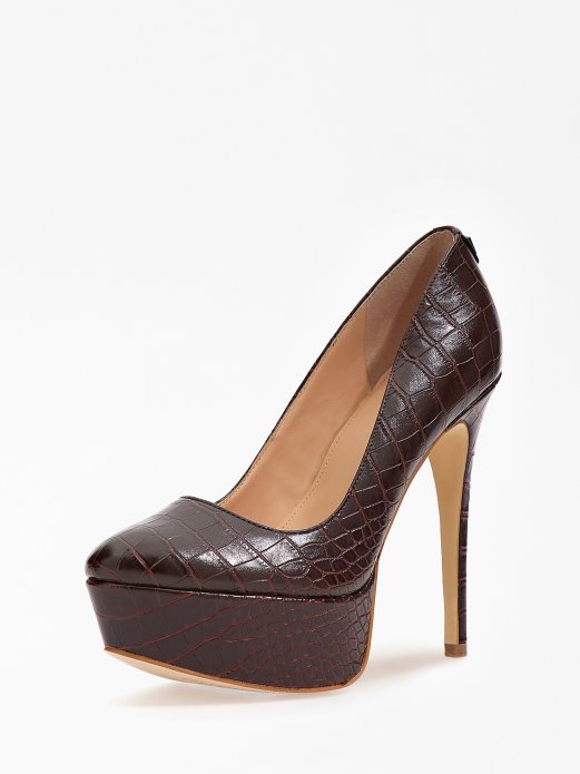 Croc-print Cador Dvorske Cipele Guess Shopping Smeđe