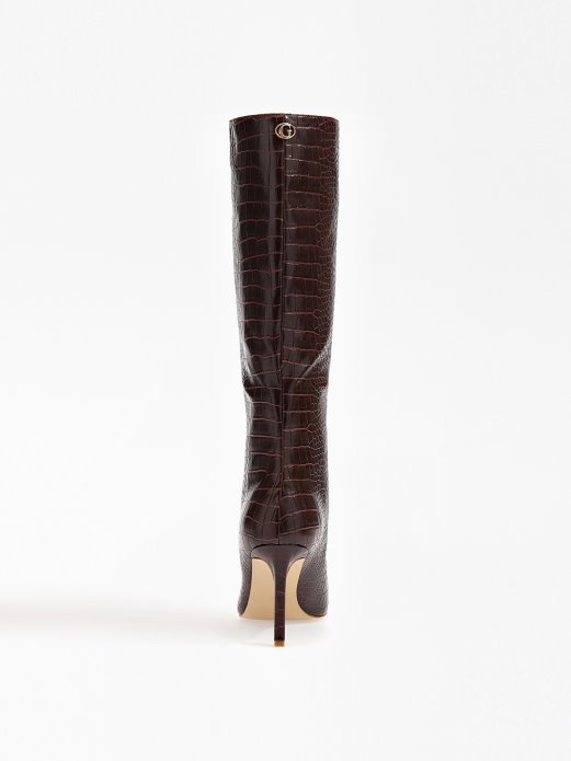 Croc-print Dayton Visoke čizme Smeđe Guess Shopping