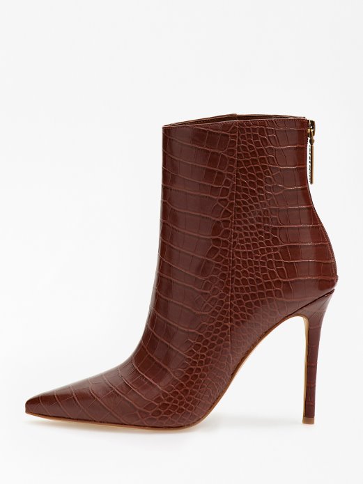 Croc-print Selma Gležnjače Guess Shopping Smeđe