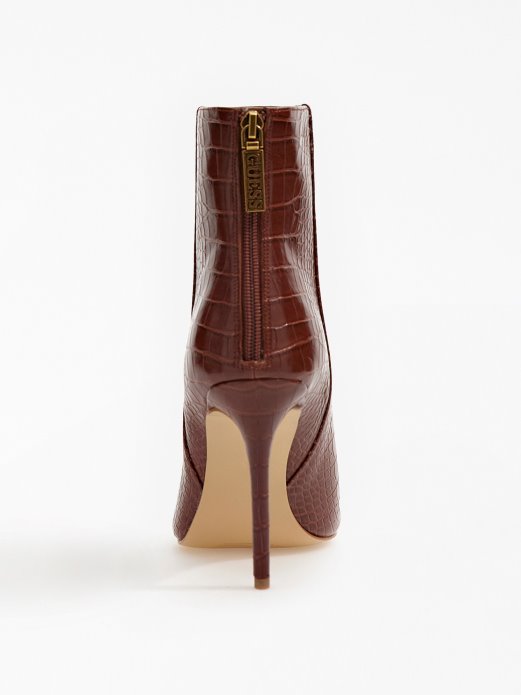 Croc-print Selma Gležnjače Guess Shopping Smeđe