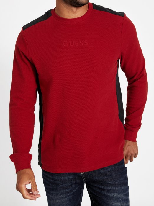 Crvena Noir Guess Shopping Nabry Majica S Blokovima Boja Dugih Rukava