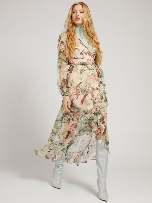 Cvjetna Fantazija Guess Shopping Maxi Haljina S Cijelim Printom