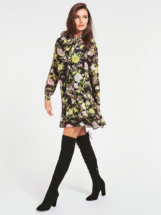 Cvjetna Fantazija Guess Shopping Preko Cijele Haljine S Volanima S Printom