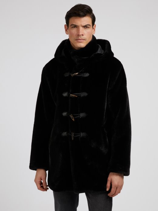 Duffle Kaput Od Umjetnog Krzna Crni Guess Shopping