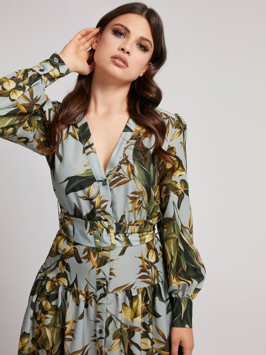 Duga Haljina S Višebojnim Uzorkom Pogodna Kupnja Preko Cijele Strane