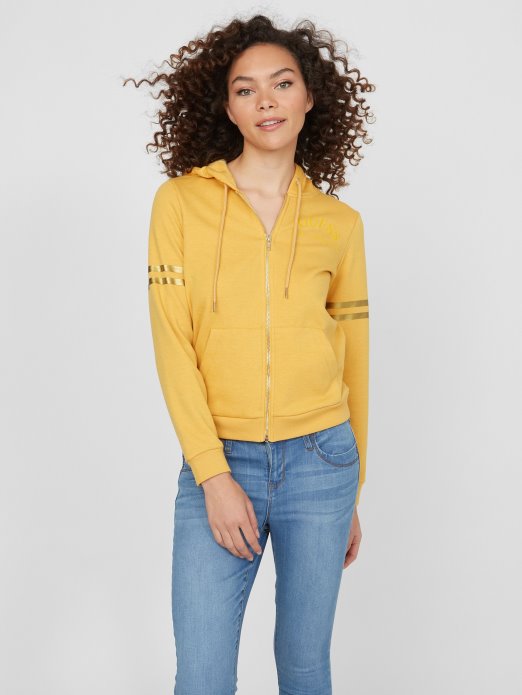 Dusty Apricot Pilar Logo Zip Hoodie Guess Shopping