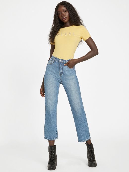 Dusty Sunrise Jill Rhinestone Logo Tee Guess Shopping