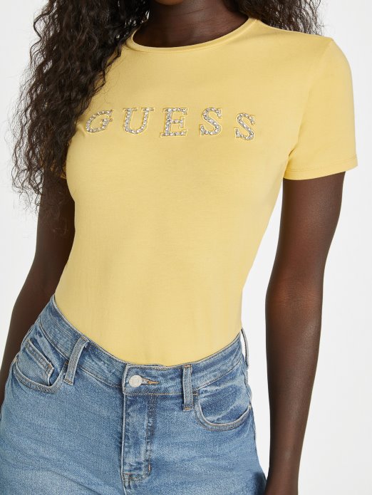 Dusty Sunrise Jill Rhinestone Logo Tee Guess Shopping