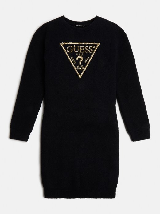 Džemper Haljina S Trokutastim Logotipom Crna Guess Shopping