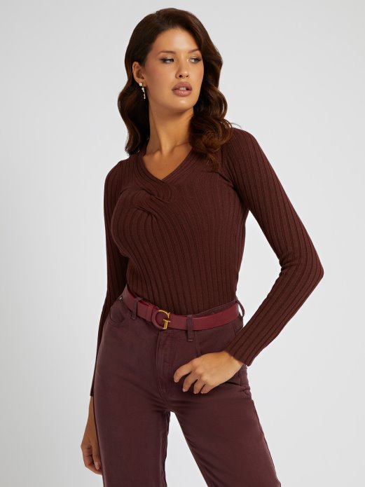 Džemper Sa Smeđim Tkanim Detaljima Guess Shopping