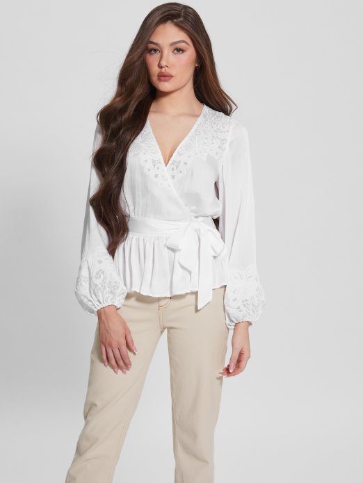 Eco Adora Wrap Top Pure White Guess Shopping