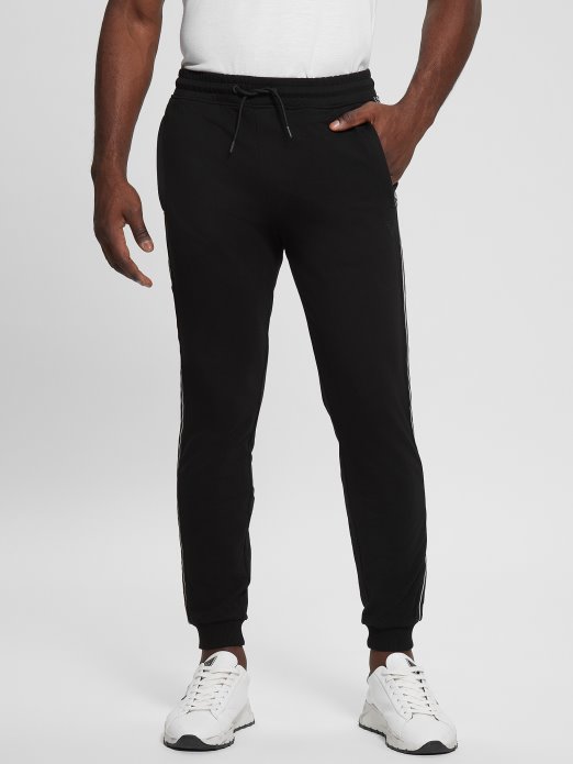 Eco Arlo Logo Tape Joggers Jet Black Guess Shopping