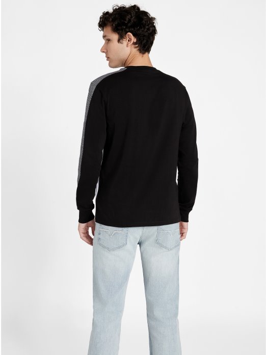 Eco Arto Džemper S Okruglim Izrezom S Blokovima Boja Jet Crni Multi Guess Shopping