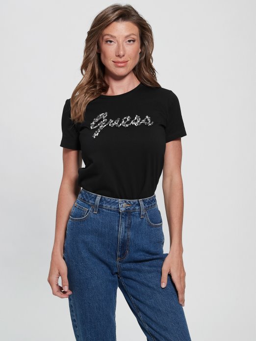 Eco Bonita Logo Tee Jet Black Guess Shopping