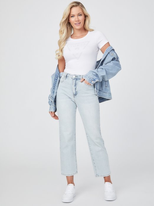 Eco Cathy Majica S Logotipom Od štrasa čista Bijela Guess Shopping