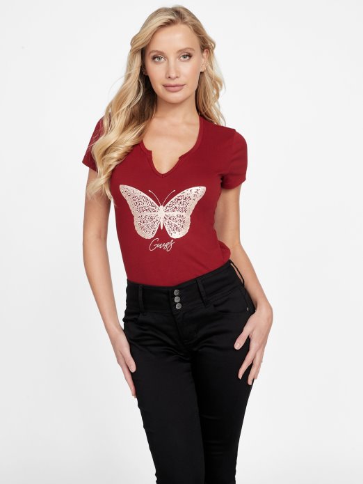Eco Cera Butterfly Tee Guess Shopping Beet Juice Red