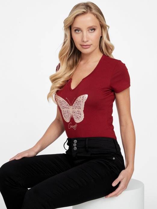 Eco Cera Butterfly Tee Guess Shopping Beet Juice Red