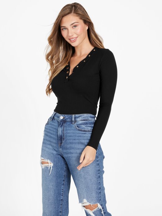 Eco Delia Top Jet Black Guess Shopping