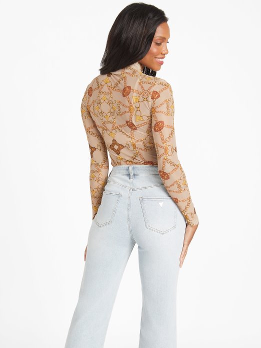 Eco Eara Top Cabana Scroll Pjenasto Taupe Guess Shopping