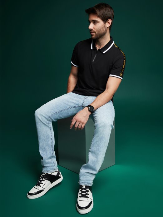 Eco Jon Zip Polo Guess Shopping Jet Black