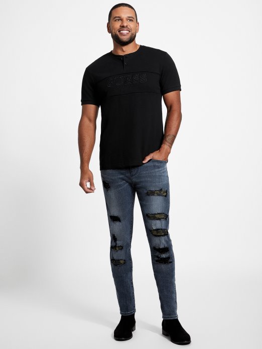 Eco Otis Henley Tee Guess Shopping Jet Crna