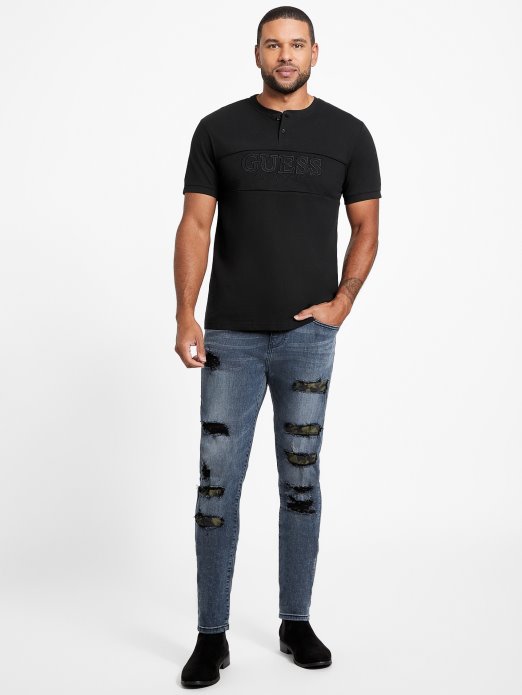 Eco Otis Henley Tee Guess Shopping Jet Crna