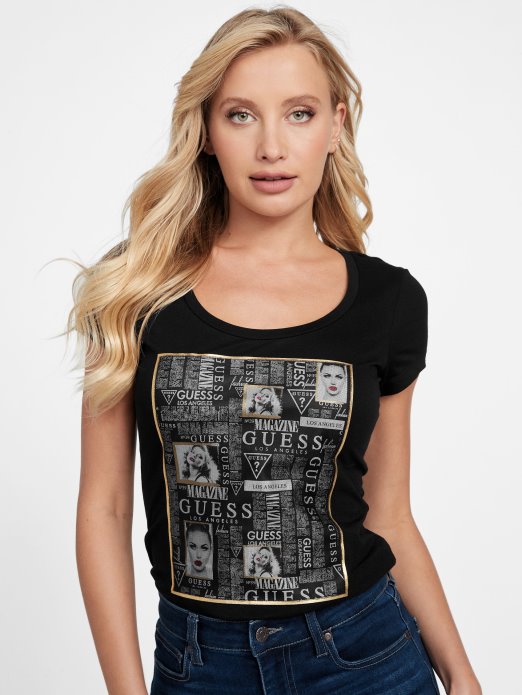 Eco Sia Mrežasta Majica Guess Shopping Jet Crna