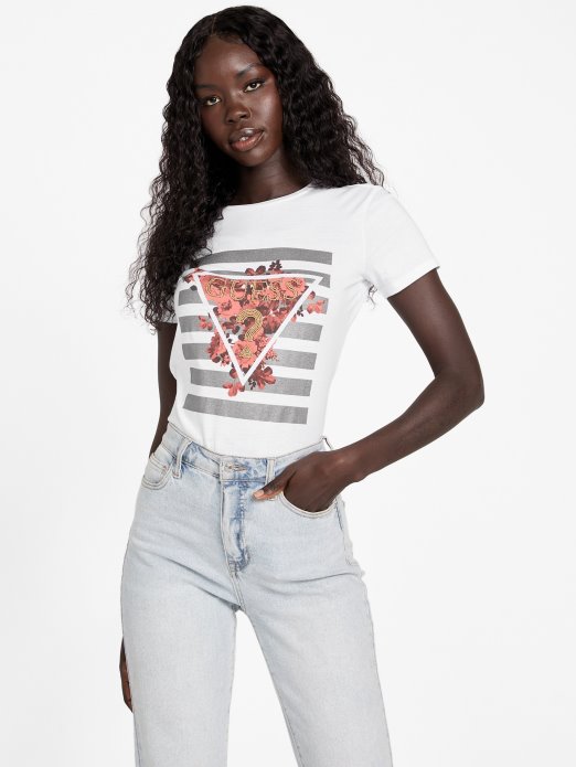 Eco Trinity Logo Tee True White Guess Shopping