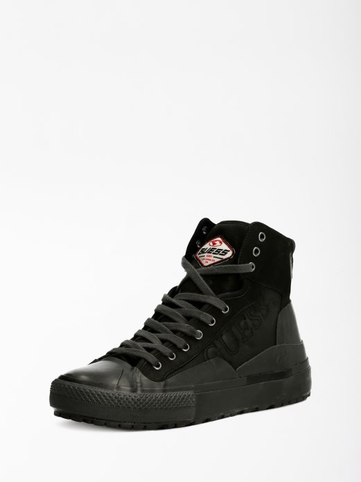 Ederle Visoke Tenisice Od Prave Kože Guess Shopping Crne