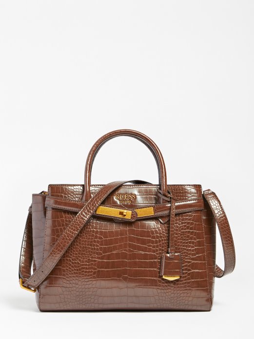 Enisa Croc Print Ručna Torbica Smeđa Guess Shopping