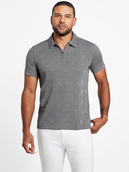 Fort Karirano Zip Polo Guess Shopping Sivo Karirano