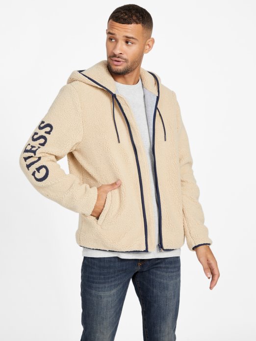 Frisco Sherpa Zip Hoodie Guess Shopping Krem ​​​​pijesak