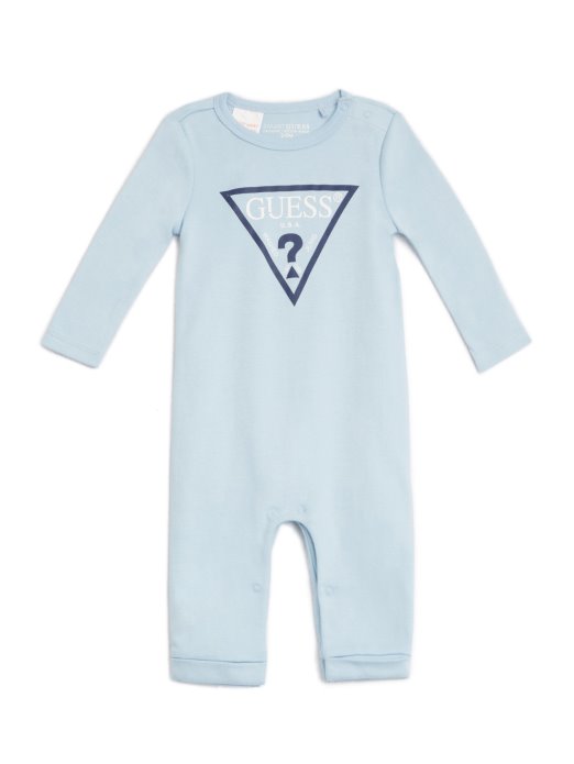 Frosted Blue Eco Logo Romper (0-24m) Guess Shopping