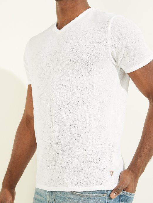 Gaza Majica S V-izrezom Guess Shopping čista Bijela